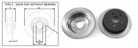 Диск гальмівний, лев/правий, зад (кратно2шт)) TOYOTA HIGHLANDER (_U3_) (06/00-08/07) APPLUS 61682AP