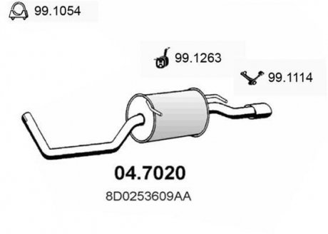 Глушник вихлопних газів (кінцевий) ASSO 047020