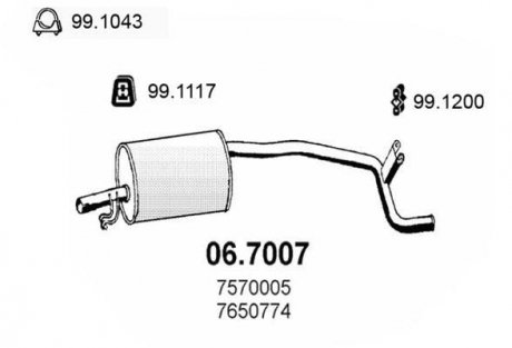 Глушник вихлопних газів (кінцевий) ASSO 067007