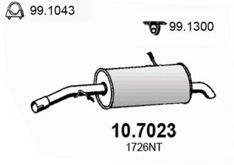 Глушник вихлопних газів (кінцевий) ASSO 107023