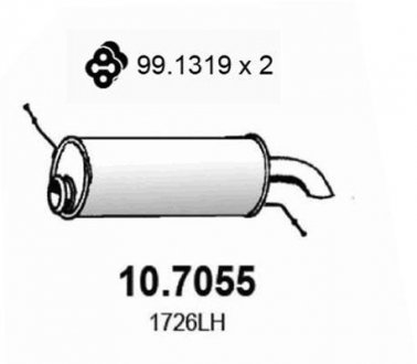 Глушник вихлопних газів (кінцевий) ASSO 107055