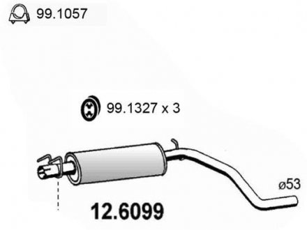 Глушник системи випуску (середній) ASSO 126099