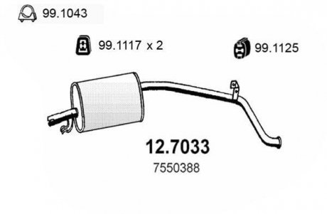 Глушник вихлопних газів (кінцевий) ASSO 127033