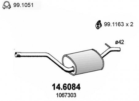 Глушник системи випуску (середній) ASSO 146084