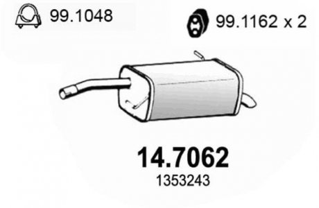 Глушник вихлопних газів (кінцевий) ASSO 147062