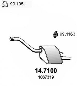 Глушник вихлопних газів (кінцевий) ASSO 147100