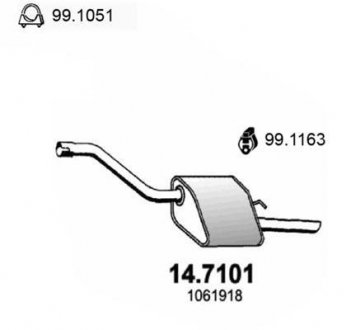 Глушник вихлопних газів (кінцевий) ASSO 147101