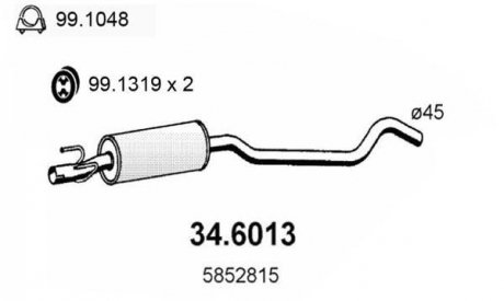 Глушник системи випуску (середній) ASSO 346013