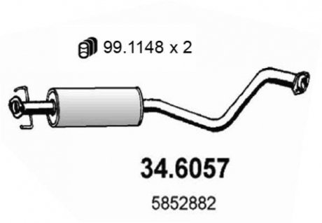 Глушник системи випуску (середній) ASSO 346057