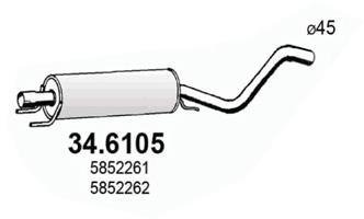Глушник системи випуску (середній) ASSO 346105