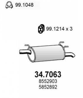 Глушник вихлопних газів (кінцевий) ASSO 347063