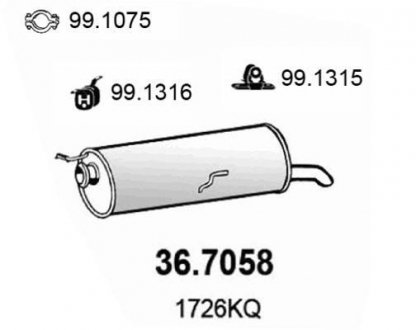 Глушник вихлопних газів (кінцевий) ASSO 367058
