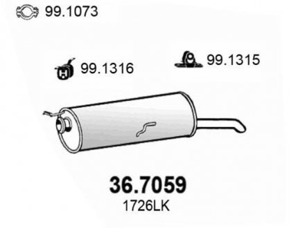 Глушник вихлопних газів (кінцевий) ASSO 367059