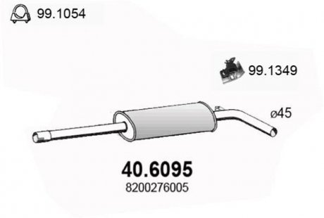 Глушник системи випуску (середній) ASSO 406095