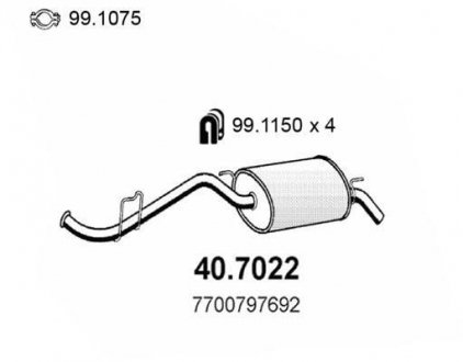 Глушник вихлопних газів (кінцевий) ASSO 407022