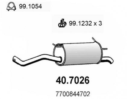 Глушник вихлопних газів (кінцевий) ASSO 407026