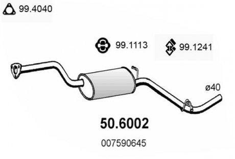 Глушник системи випуску (середній) ASSO 506002