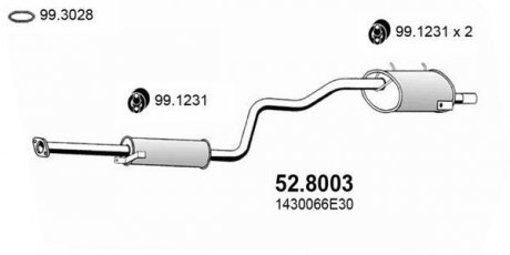 Средний / конечный глушитель ОГ ASSO 528003