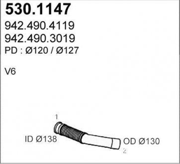 Труба вихлопного газу ASSO 5301147