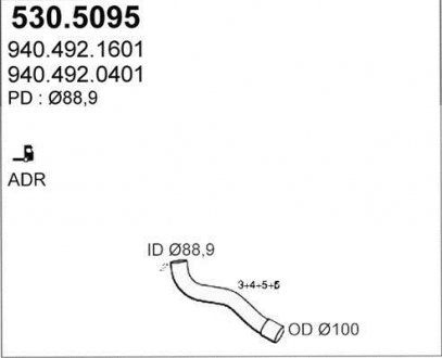 Труба вихлопного газу ASSO 5305095