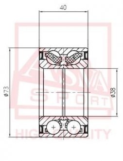 ПІДШИПНИК СТУПИЧНИЙ ПЕРЕДНІЙ (38X73X40X40) (HONDA CIVIC CR-X EG1/EG2/EJ4 1992-1998 HONDA CIVIC EJ9/EK1/EK3/EK4 1995-2001 HONDA DOMANI MA4/MA5/MA6/MA7 1992-1996) ASVA DAC38730040