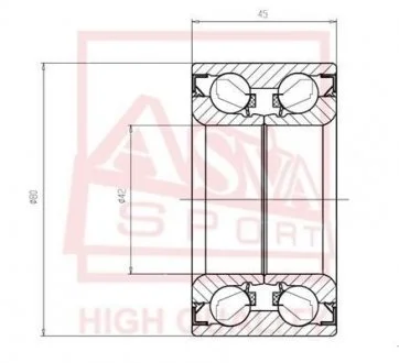 ПОДШИПНИК СТУПИЧНЫЙ ПЕРЕДНИЙ 42X80X45 (MAZDA 626 GE 1991-1997) ASVA DAC42800045