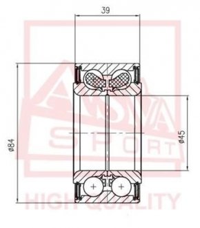 ПОДШИПНИК СТУПИЧНЫЙ ПЕРЕДНИЙ (HYUNDAI SANTA FE 2000-) ASVA DAC45840041-39