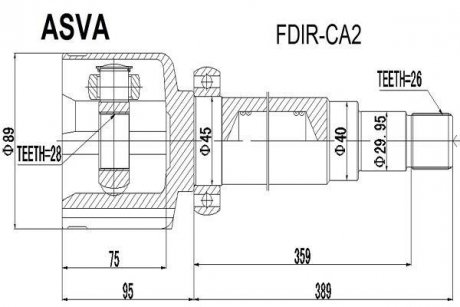Шрус внутрішній правий 28x40x26 ASVA FDIR-CA2