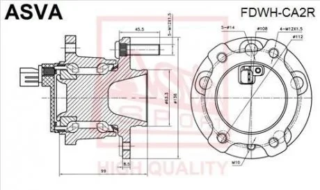 Ступиця задня (FORD MONDEO CA2 2007-) ASVA FDWH-CA2R