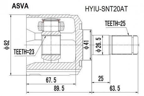 ШРУС внутрішній 23x41x25 (HYUNDAI SONATA EF 2002-) ASVA HYIU-SNT20AT