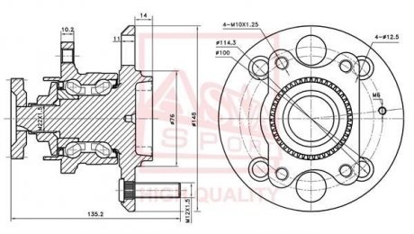 Ступиця задня (HYUNDAI SONATA EF 2002-, ABS-TYPE) ASVA HYWH-007A47