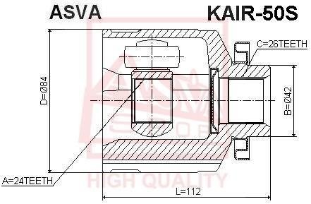 Шрус внутрішній правий 24x42x26 (KIA SPORTAGE 2004-2010) ASVA KAIR-50S