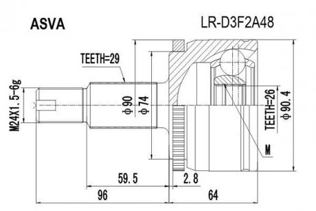 ШРУС зовнішній (LAND ROVER DISCOVERY III) ASVA LR-D3F2A48