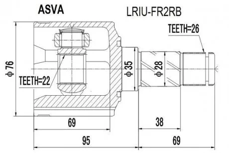 ШРУС ВНУТРЕННИЙ ЗАДНИЙ 22X35X26 (LAND ROVER freelander2) ASVA LRIU-FR2RB