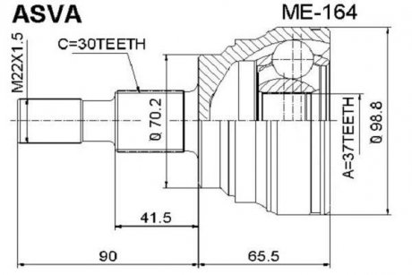 ШРУС НАРУЖНЫЙ 37X70.3X30 (MERCEDES BENZ ML-CLASS 164 2004-2011) ASVA ME164