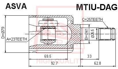 ШРУС внутрішній 23X41X25 (MITSUBISHI CARISMA DA 1995-2003) ASVA MTIU-DAG