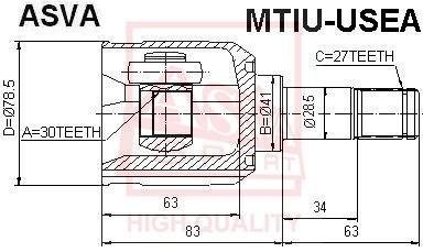 ШРУС внутрішній 30X41X27 (MITSUBISHI GALANT EA3A/EA8A USA 1996-2003) ASVA MTIU-USEA