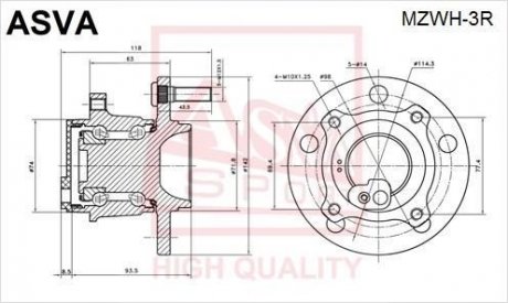 СТУПИЦЯ ЗАДНЯ З ДАТЧИКОМ АБС (MAZDA 3 BK 2003-) ASVA MZWH-3R
