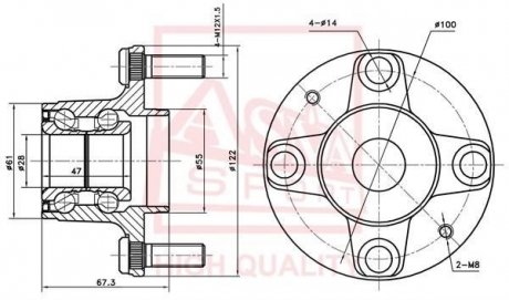 Ступиця задня (MAZDA DEMIO DW3/DW5 1998-2002) ASVA MZWH-DWR