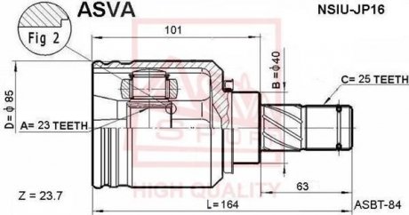 ШРУС внутрішній 23x40x25 (NISSAN ALMERA N16 (UKP) 2000-2006) ASVA NSIU-JP16