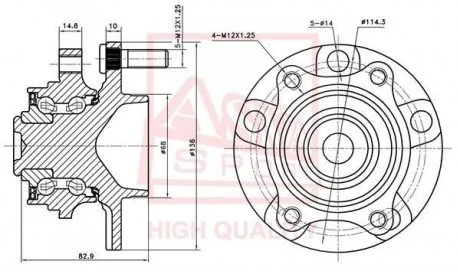 Фото ступица передняя (nissan infiniti g35 (v35) 2002-2007) ASVA NSWH-V35F СТУПИЦА ПЕРЕДНЯЯ (NISSAN INFINITI G35 (V35) 2002-2007) ASVA NSWH-V35F