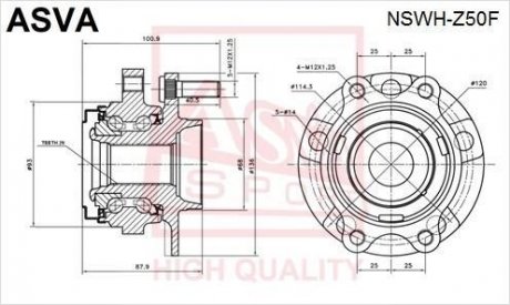 СТУПИЦЯ ПЕРЕДНЯ (NISSAN MURANO Z50 2002-2007 NISSAN TEANA J31 2003-2008) ASVA NSWH-Z50F