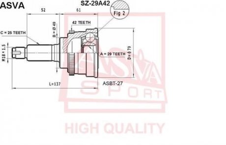 ШРУС зовнішній 29x49x25 (SUZUKI LIANA RH413/RH416/RH418 2004-) ASVA SZ-29A42