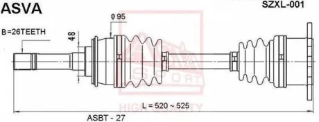 ПРИВІД ЛІВИЙ 26X525 (SUZUKI GRAND VITARA 99-) ASVA SZXL-001