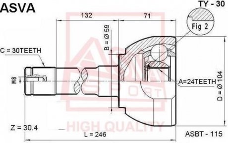 ШРУС зовнішній 24x59x30 (TOYOTA LAND CRUISER 80 FZJ80/HDJ81/HZJ80 1990-2001) ASVA TY-30