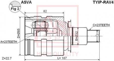 ШРУС ВНУТРЕННИЙ ПРАВЫЙ 23X32X23 (TOYOTA RAV4 SXA1# 1994-2000) ASVA TYIP-RAV4