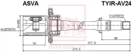 ШРУС ВНУТРЕННИЙ ПРАВЫЙ 26X40X24 (TOYOTA AVENSIS ADT25#/AZT25#/CDT250/ZZT25# 2003-2008) ASVA TYIR-AV24