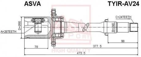 Фото шРУС ВНУТРЕННИЙ ПРАВЫЙ 26X40X24 (TOYOTA AVENSIS ADT25#/AZT25#/CDT250/ZZT25# 2003-2008) ASVA TYIR-AV24 ШРУС ВНУТРЕННИЙ ПРАВЫЙ 26X40X24 (TOYOTA AVENSIS ADT25#/AZT25#/CDT250/ZZT25# 2003-2008) ASVA TYIR-AV24