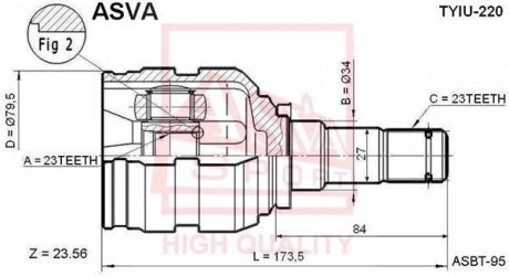 ШРУС ВНУТРЕННИЙ 23X34X23 (TOYOTA AVENSIS AT220/ZZT220 1997-2003) ASVA TYIU-220