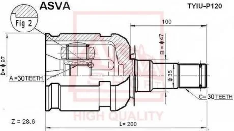 ШРУС внутрішній 30X47X30 (TOYOTA LAND CRUISER PRADO 120 2002-) ASVA TYIU-P120